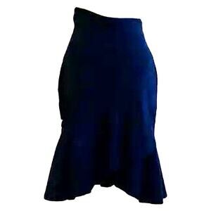 Alexander McQueen Navy Wool Asymmetric Ruffle Mermaid Skirt - IT 42/US 6